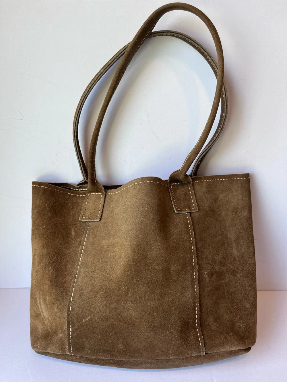 Brown Suede Leather Tote Bag